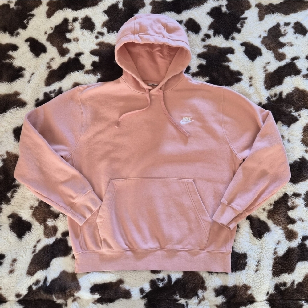 Nike Blush Pink Hoodie Small Swoosh Pullover Relaxed Fit Athleisure